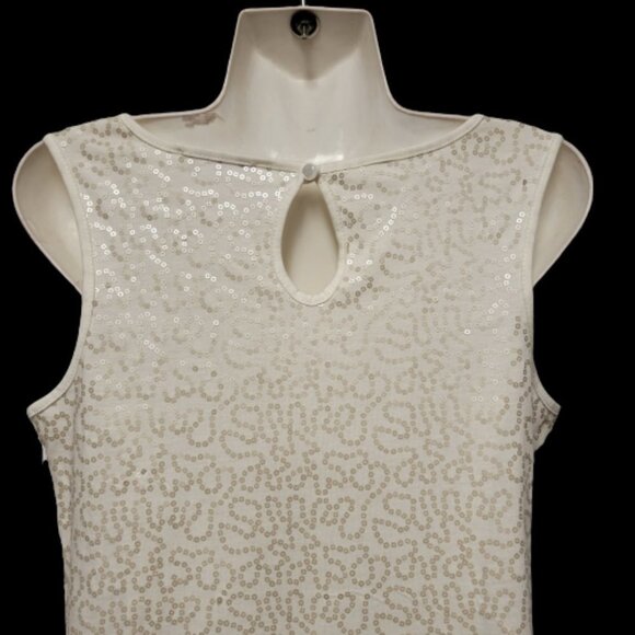 White  Sleeveless Sequin Shift Dress Size M - Picture 5 of 6